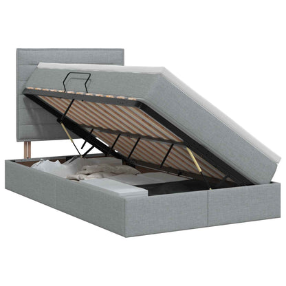 Opslag bed met matras met opslag Lichtgrijs 120 x 200 cm Stof