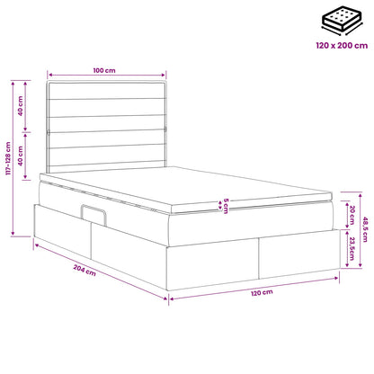Opslag bed met matras met opslag Donkergrijs 120 x 200 cm Stof