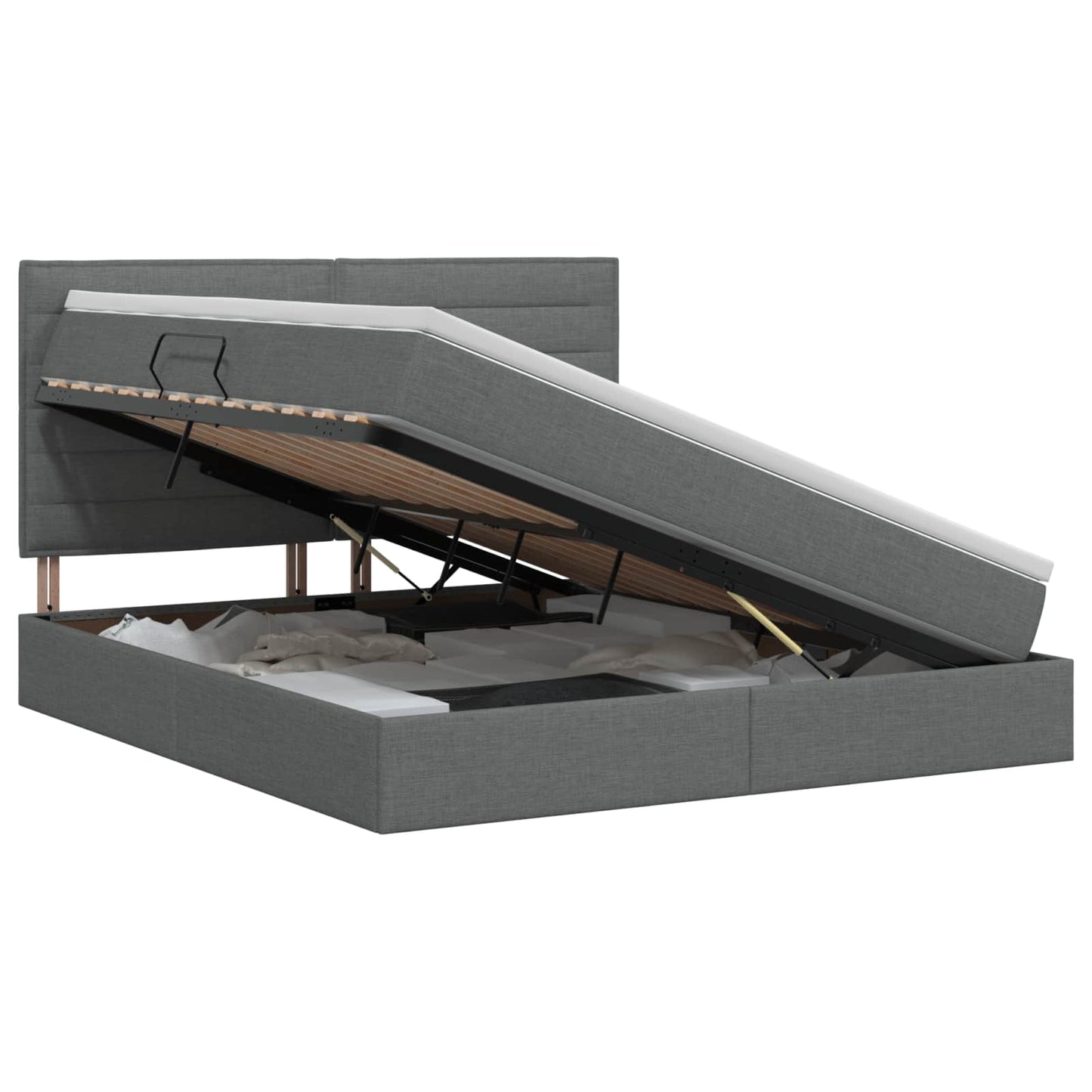 Opslag bed met matras met opslag Donkergrijs 140 x 200 cm Stof