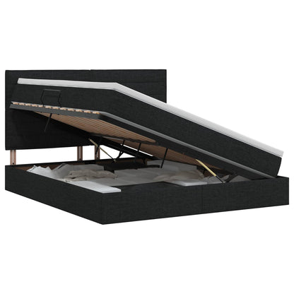 Opslag bed met matras met hoofdeinde Zwart 140 x 200 cm Stof
