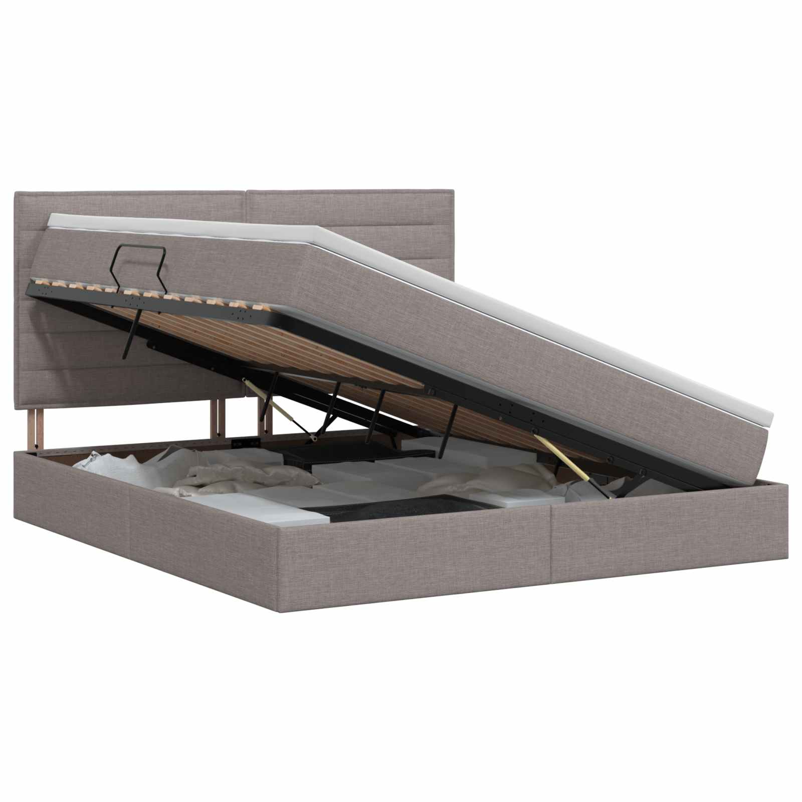 Opslag bed met matras met hoofdeinde Taupe 140 x 200 cm Stof