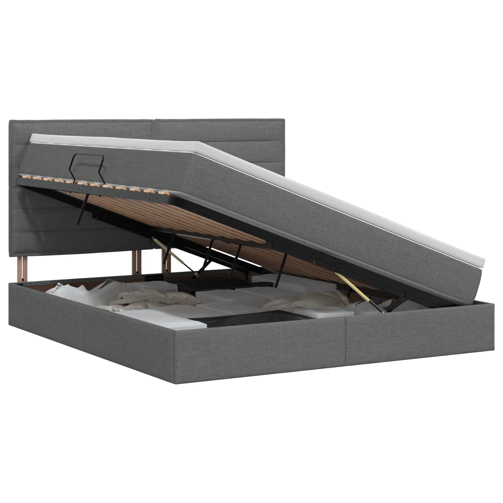 Opslag bed met matras met opslag Donkergrijs 160 x 200 cm Stof