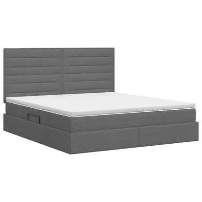 Opslag bed met matras met opslag Donkergrijs 160 x 200 cm Stof
