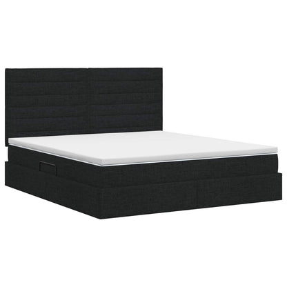Opslag bed met matras met hoofdeinde Zwart 160 x 200 cm Stof