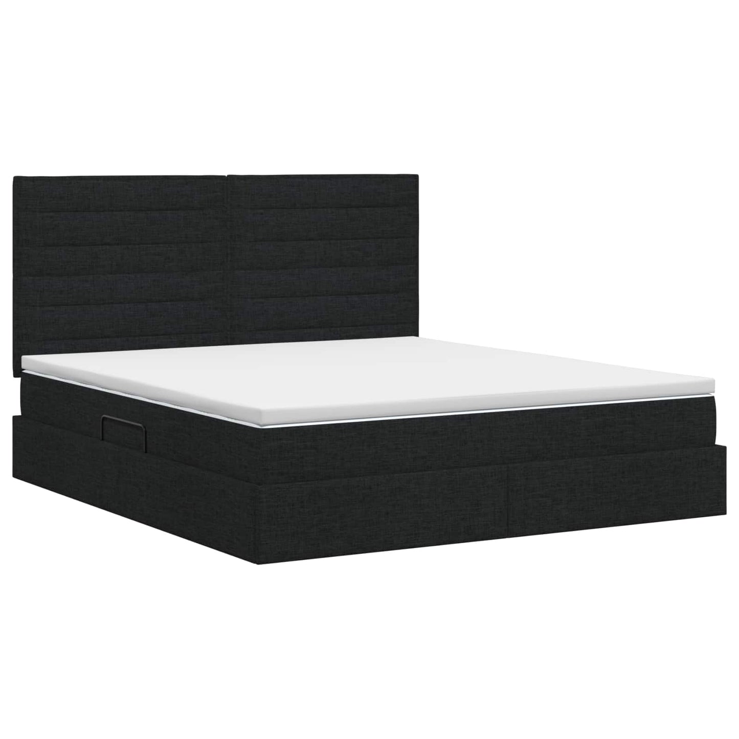 Opslag bed met matras met hoofdeinde Zwart 180 x 200 cm Stof