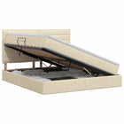 Opbergbed met matras 180x200 cm crèmekleurig stof