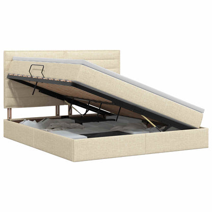 Opslag bed met matras met opslag Crèmekleurig 180 x 200 cm Stof