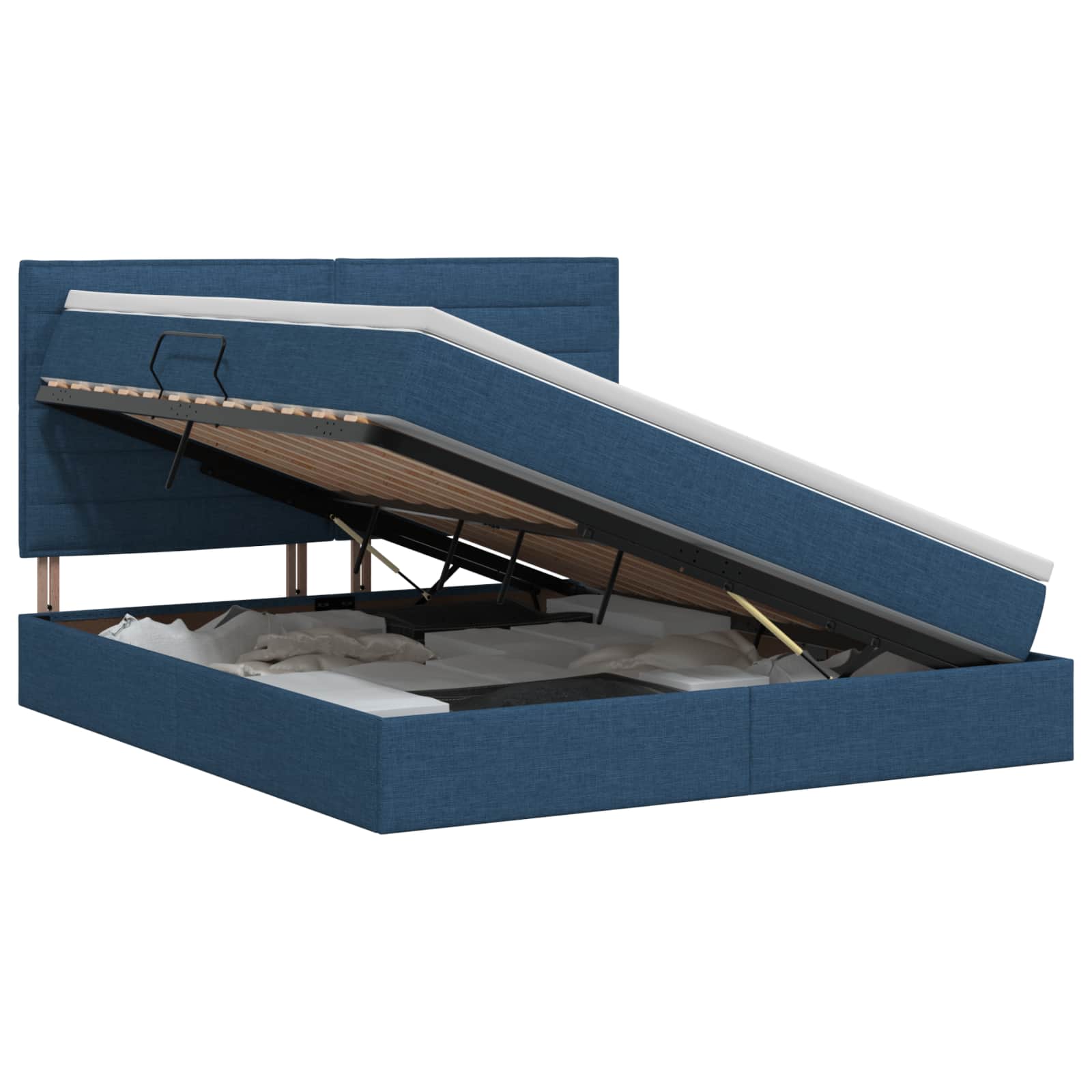 Opslag bed met matras met hoofdeinde Blauw 180 x 200 cm Stof