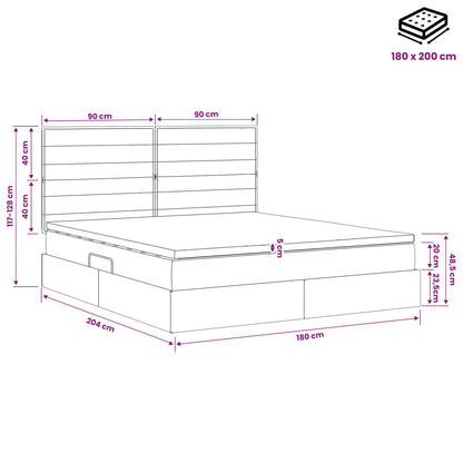 Opslag bed met matras met hoofdeinde Blauw 180 x 200 cm Stof