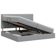 Opbergbed met matras lichtgrijs 200x200 cm stof