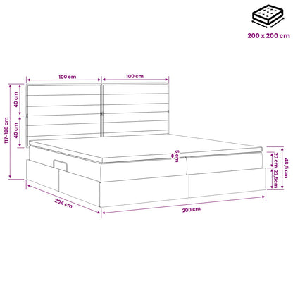 Opslag bed met matras met opslag Lichtgrijs 200 x 200 cm Stof