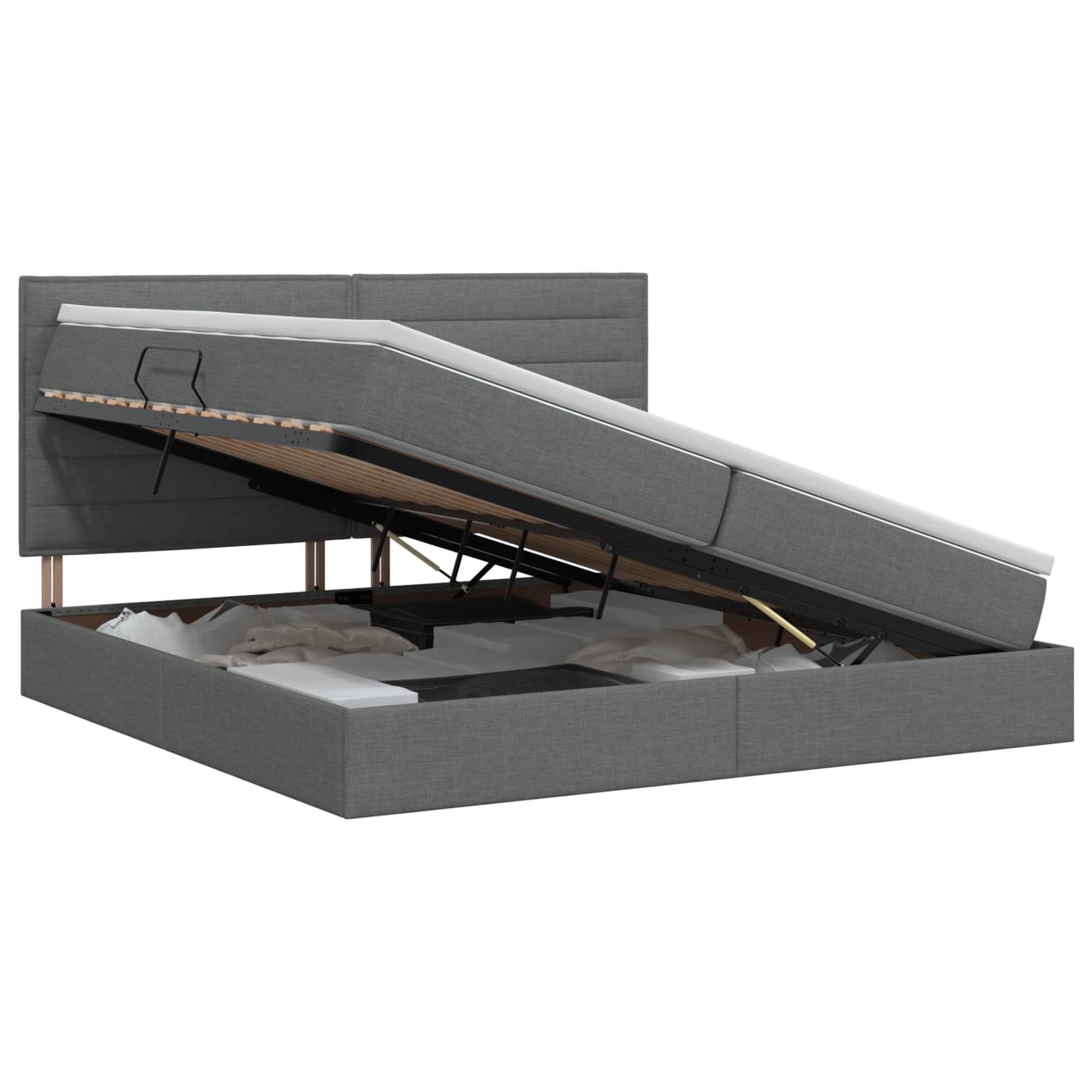 Opslag bed met matras met opslag Donkergrijs 200 x 200 cm Stof
