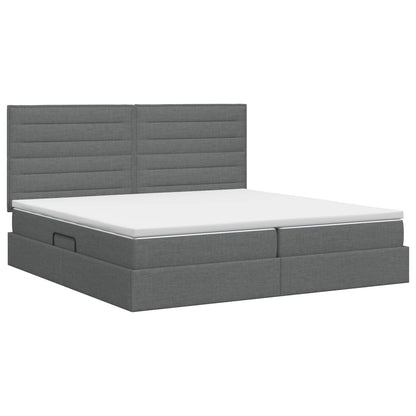 Opslag bed met matras met opslag Donkergrijs 200 x 200 cm Stof