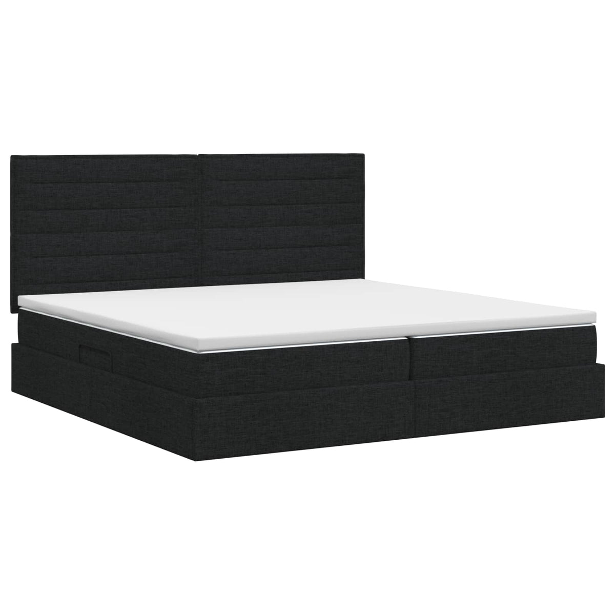 Opslag bed met matras met hoofdeinde Zwart 200 x 200 cm Stof
