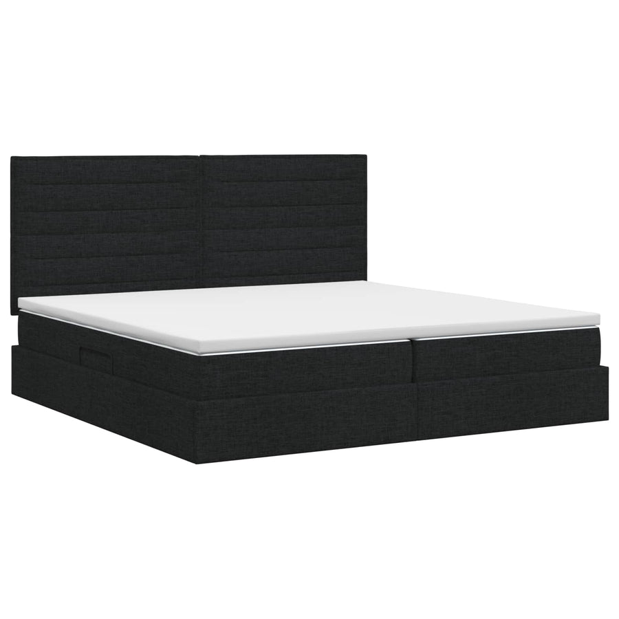 Opslag bed met matras met hoofdeinde Zwart 200 x 200 cm Stof