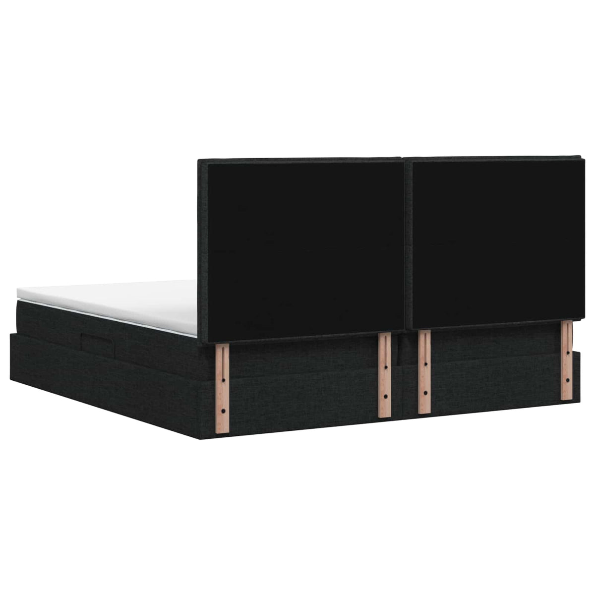 Opslag bed met matras met hoofdeinde Zwart 200 x 200 cm Stof