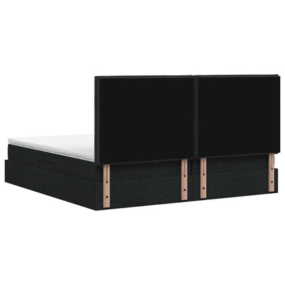 Opslag bed met matras met hoofdeinde Zwart 200 x 200 cm Stof