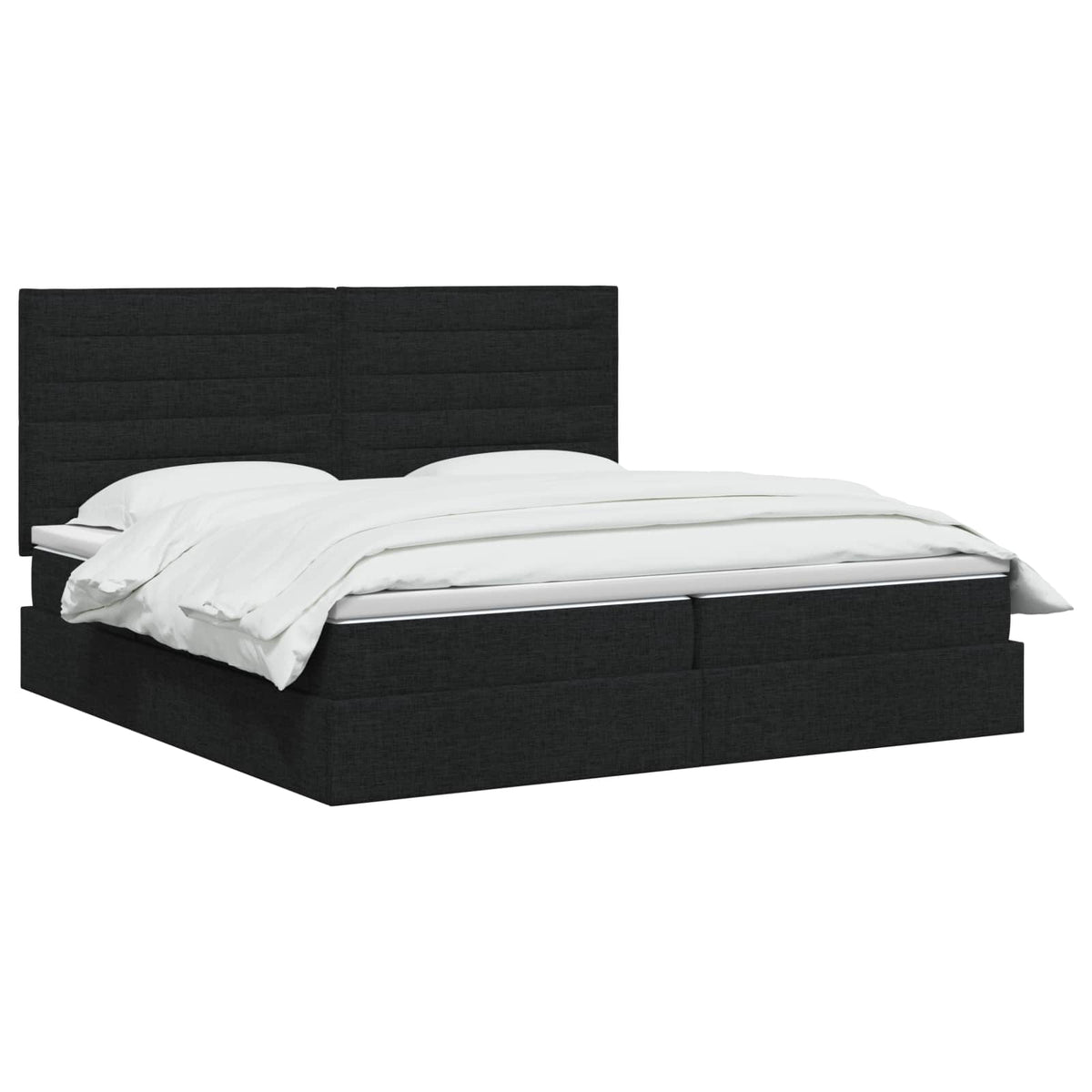 Opslag bed met matras met hoofdeinde Zwart 200 x 200 cm Stof