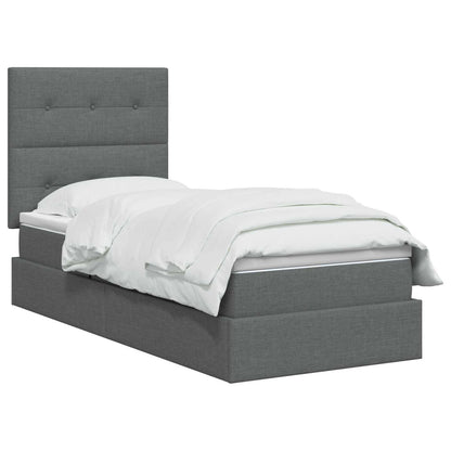 Opslag bed met matras met opslag Donkergrijs 90 x 190 cm Stof