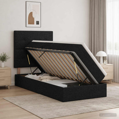 LED Opslagbed met Matras Zwart 100 x 200 cm Stof