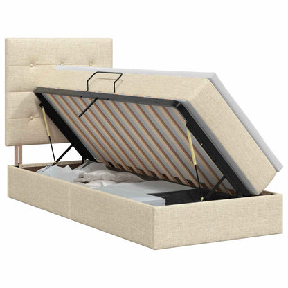 Opslag bed met matras met opslag Crèmekleurig 90 x 190 cm Stof