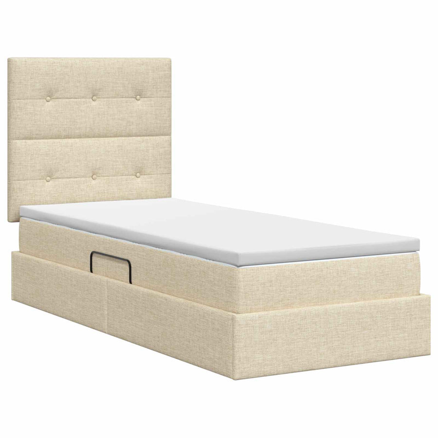 Opslag bed met matras met opslag Crèmekleurig 90 x 190 cm Stof