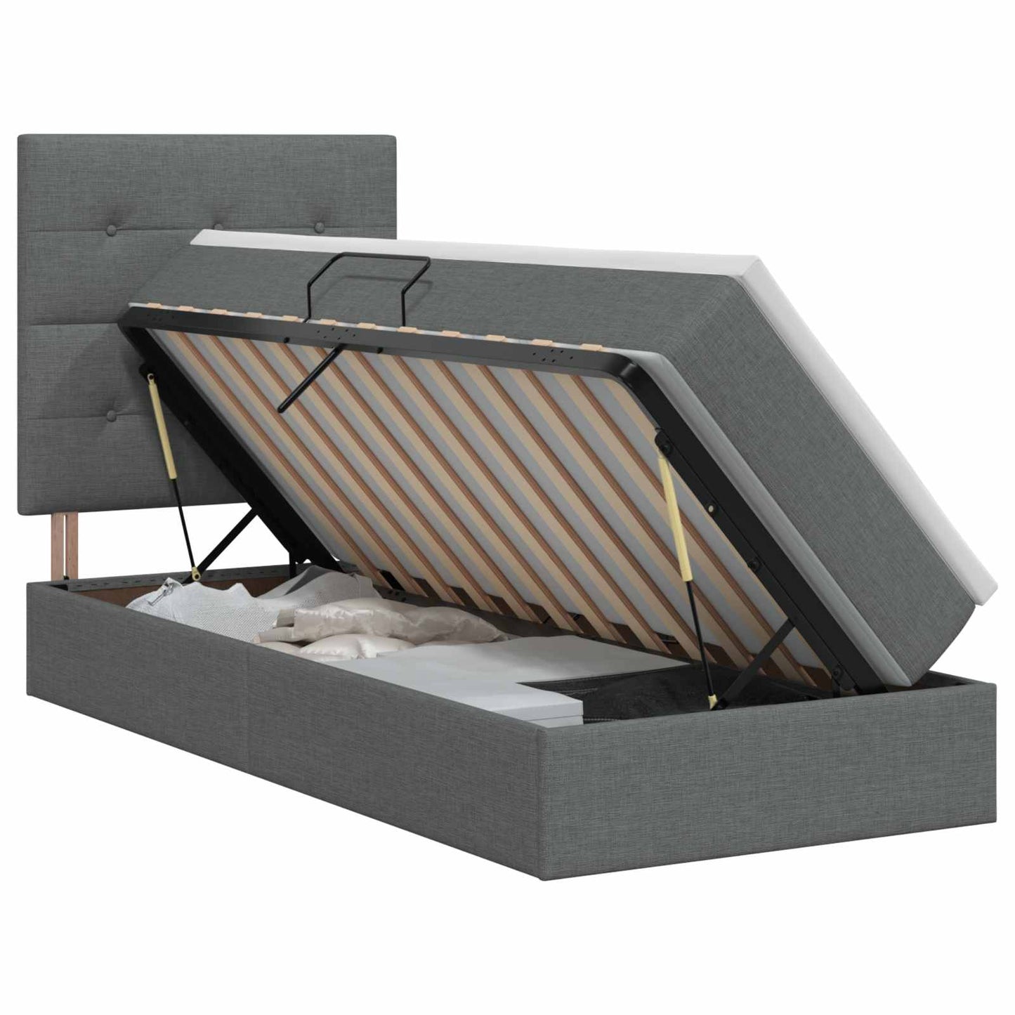 Opslag bed met matras met opslag Donkergrijs 90 x 200 cm Stof