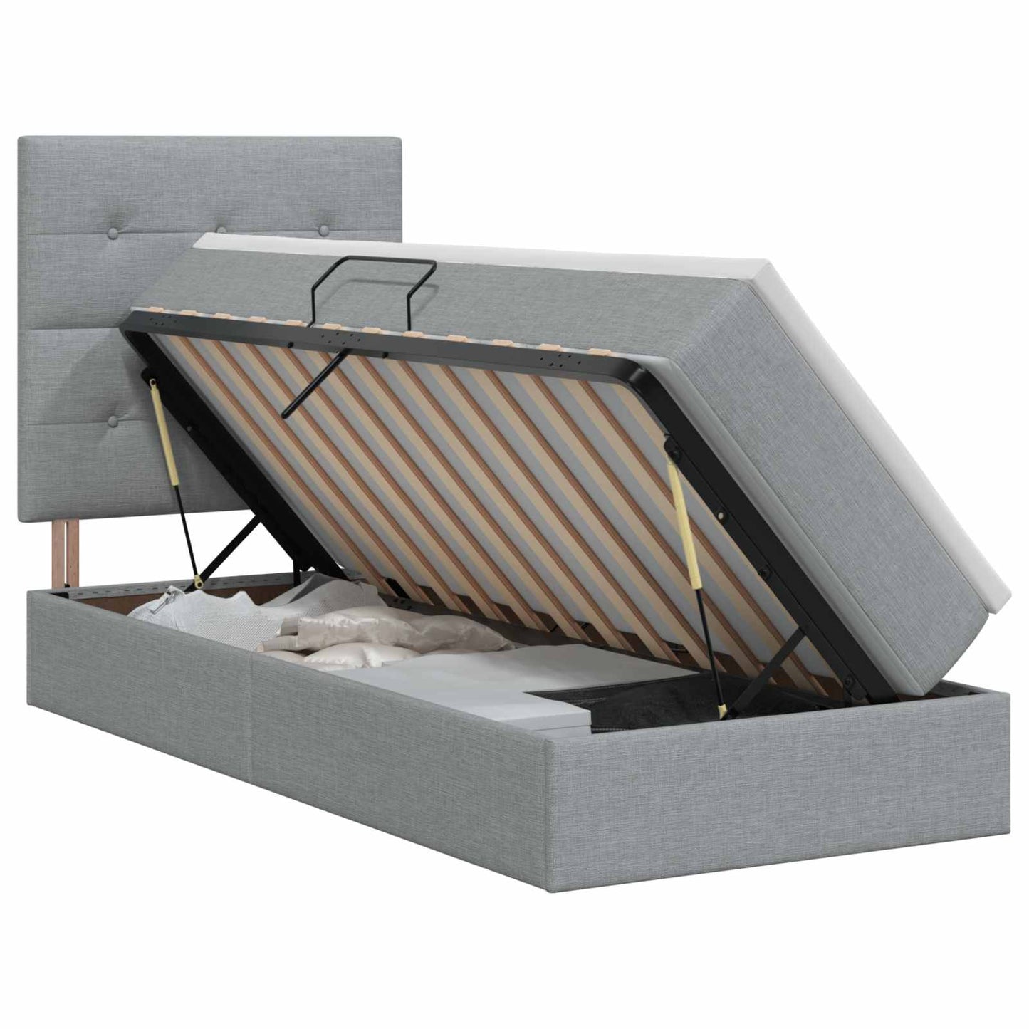 Opslag bed met matras met opslag Lichtgrijs 100 x 200 cm Stof