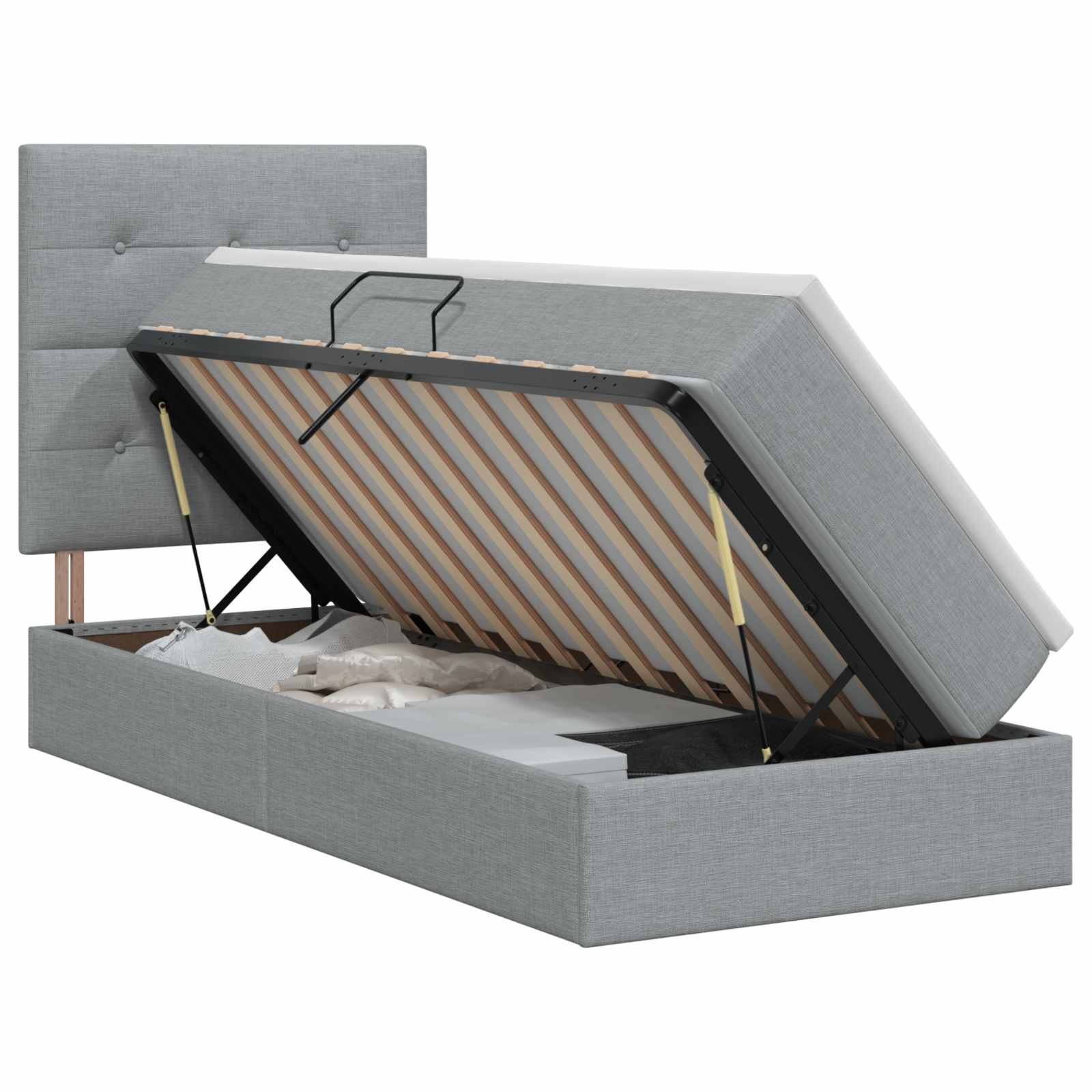 Opslag bed met matras met opslag Lichtgrijs 100 x 200 cm Stof