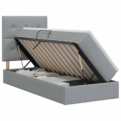 Opslag bed met matras met opslag Lichtgrijs 100 x 200 cm Stof