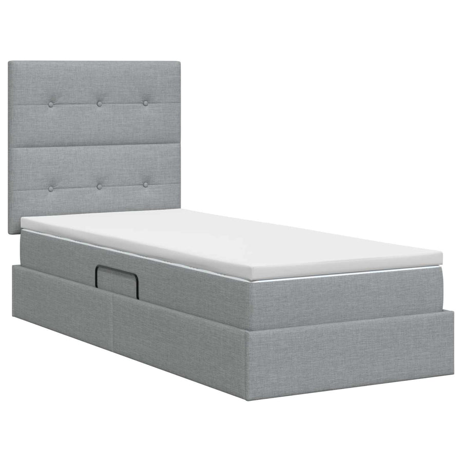 Opslag bed met matras met opslag Lichtgrijs 100 x 200 cm Stof