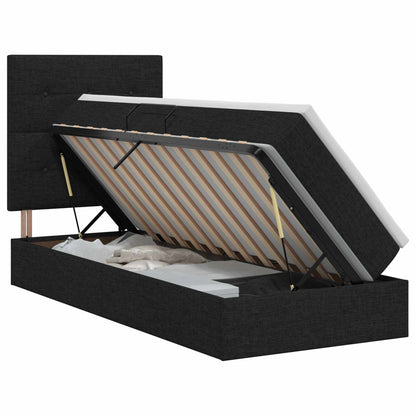 Opslag bed met matras met hoofdeinde Zwart 100 x 200 cm Stof