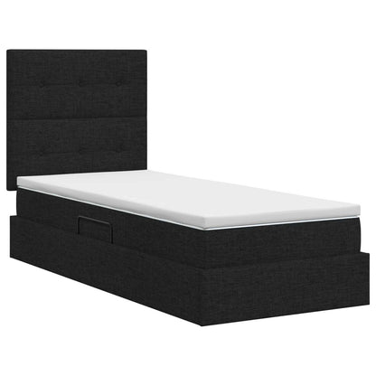 Opslag bed met matras met hoofdeinde Zwart 100 x 200 cm Stof