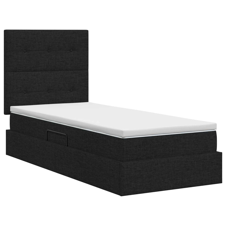 Opslag bed met matras met hoofdeinde Zwart 100 x 200 cm Stof