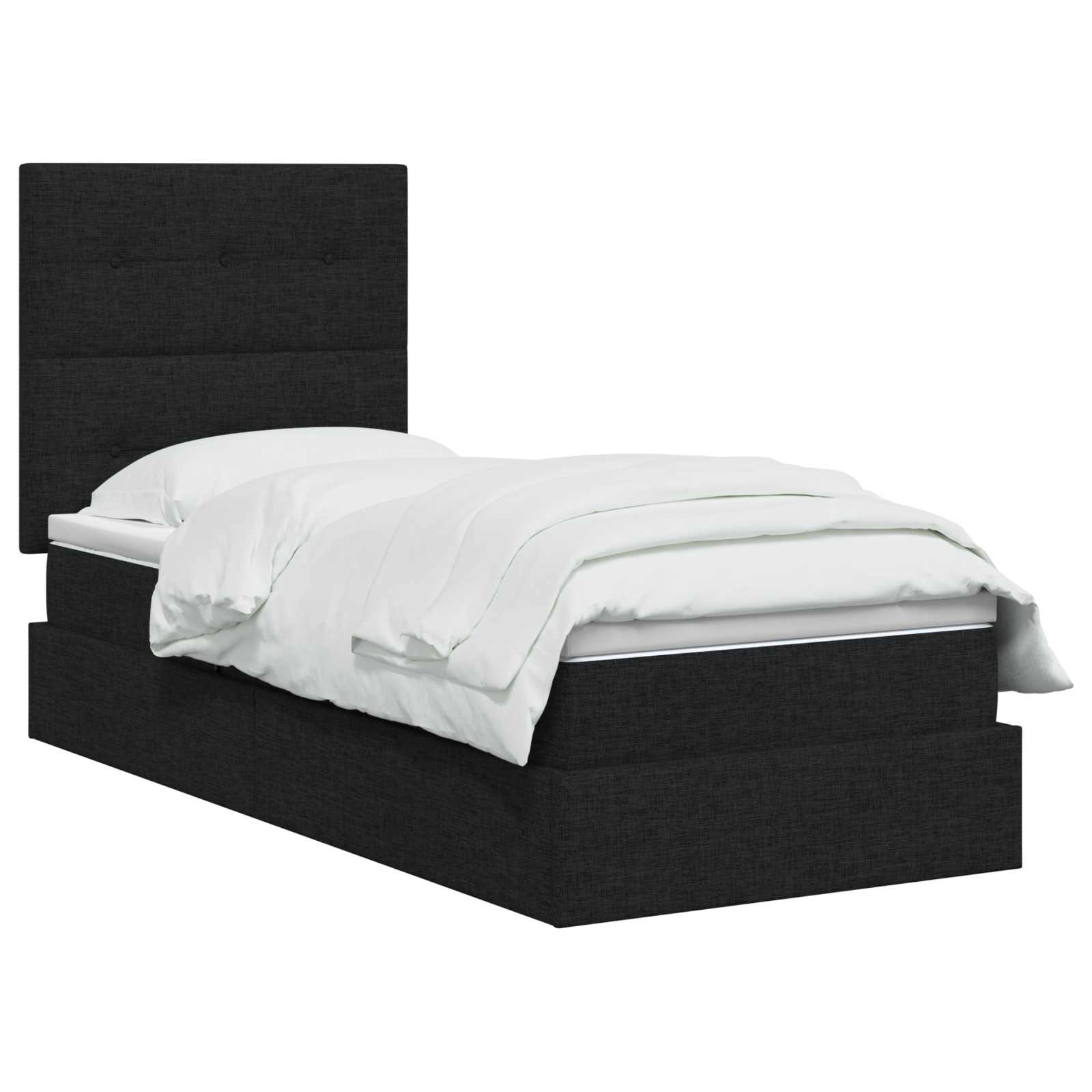 Opslag bed met matras met hoofdeinde Zwart 100 x 200 cm Stof