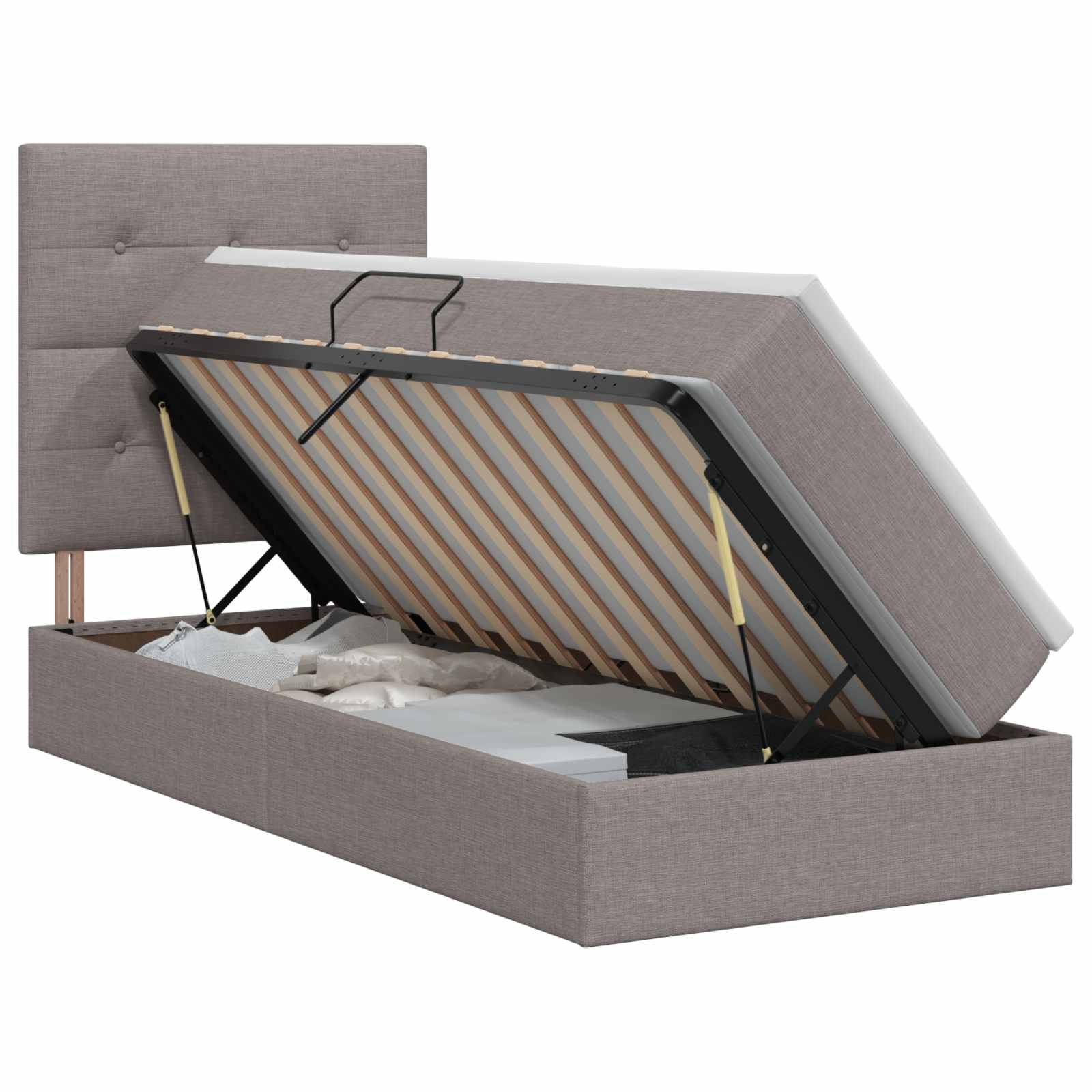 Opslag bed met matras met hoofdeinde Taupe 100 x 200 cm Stof