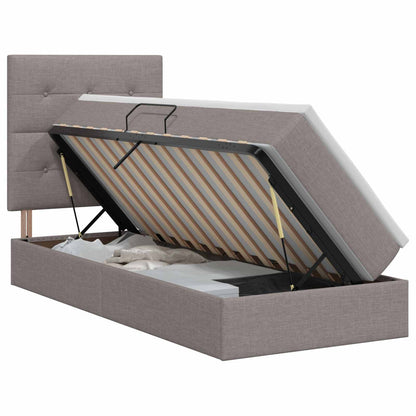 Opslag bed met matras met hoofdeinde Taupe 100 x 200 cm Stof