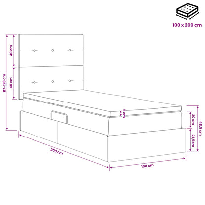 Opslag bed met matras met hoofdeinde Taupe 100 x 200 cm Stof
