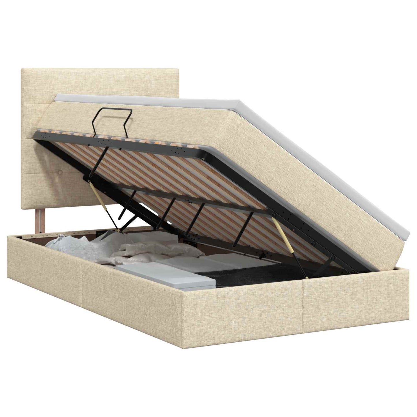 Opslag bed met matras met opslag Crèmekleurig 120 x 190 cm Stof