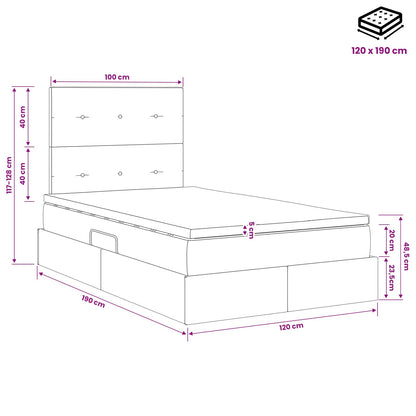 Opslag bed met matras met opslag Crèmekleurig 120 x 190 cm Stof