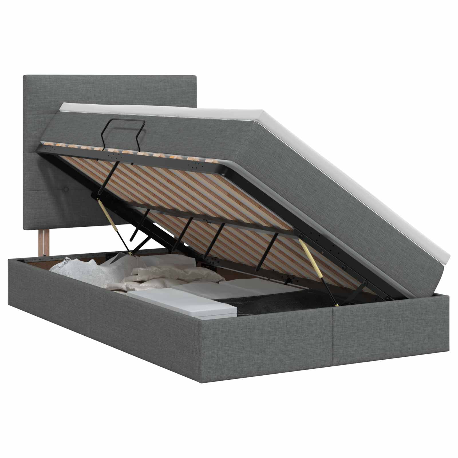 Opslag bed met matras met opslag Donkergrijs 120 x 200 cm Stof