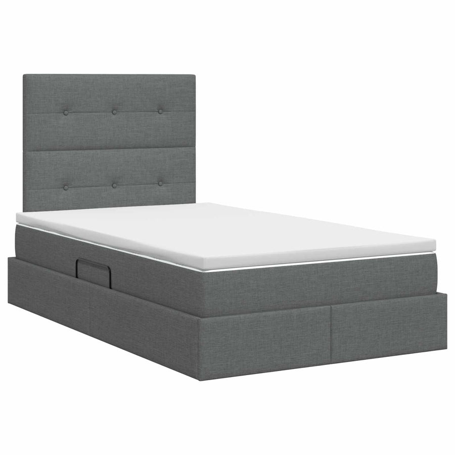 Opslag bed met matras met opslag Donkergrijs 120 x 200 cm Stof