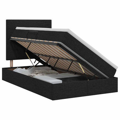 Opslag bed met matras met hoofdeinde Zwart 120 x 200 cm Stof