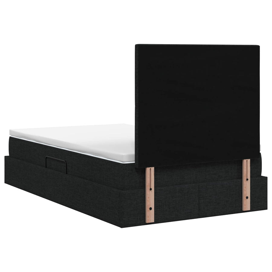 Opslag bed met matras met hoofdeinde Zwart 120 x 200 cm Stof
