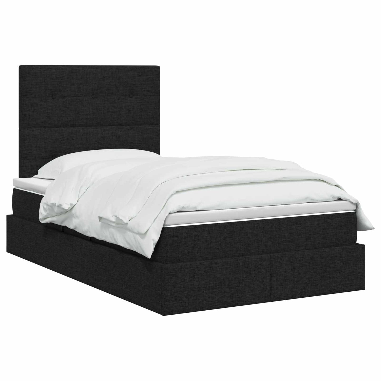 Opslag bed met matras met hoofdeinde Zwart 120 x 200 cm Stof