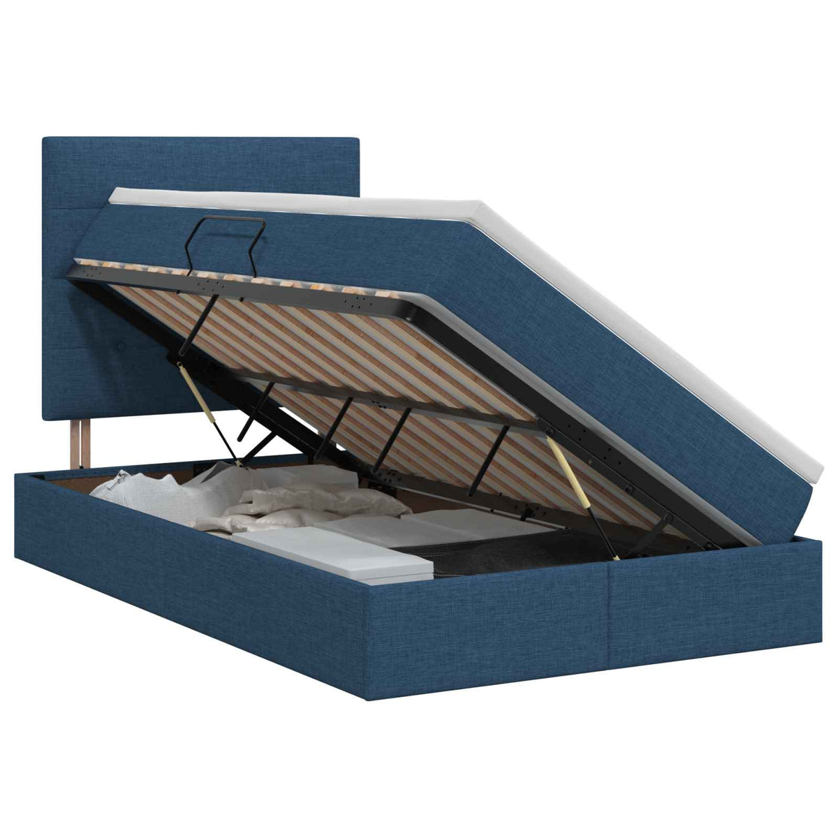 Opslag bed met matras met hoofdeinde Blauw 120 x 200 cm Stof