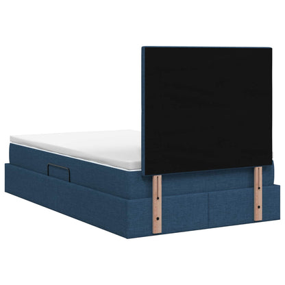Opslag bed met matras met hoofdeinde Blauw 120 x 200 cm Stof
