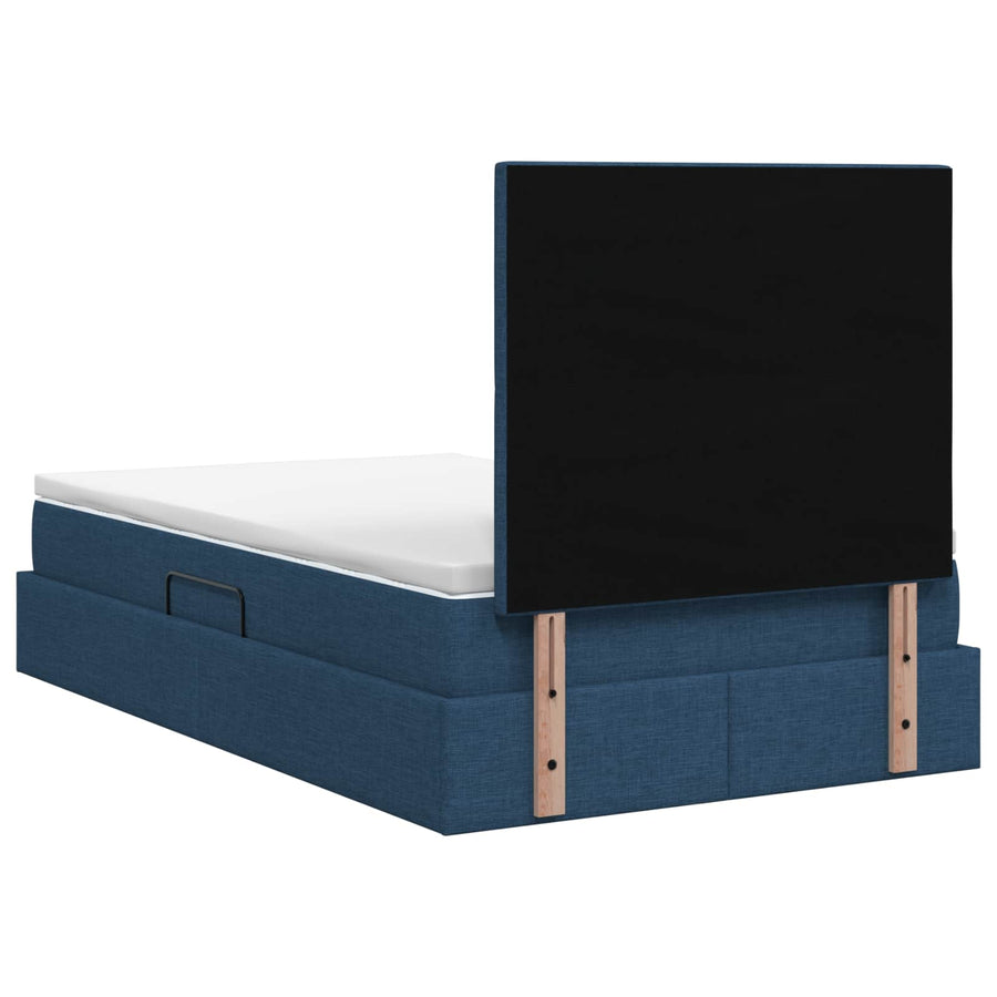 Opslag bed met matras met hoofdeinde Blauw 120 x 200 cm Stof