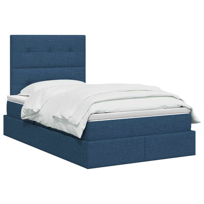 Opslag bed met matras met hoofdeinde Blauw 120 x 200 cm Stof