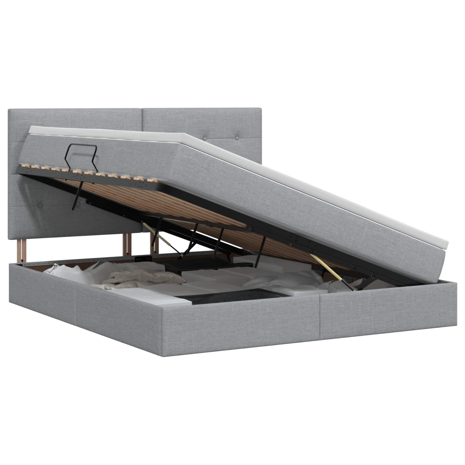 Opslag bed met matras met opslag Lichtgrijs 140 x 190 cm Stof